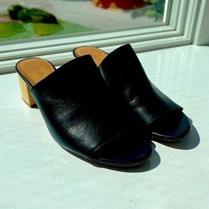Madewell Black Leather Open Toe Mules